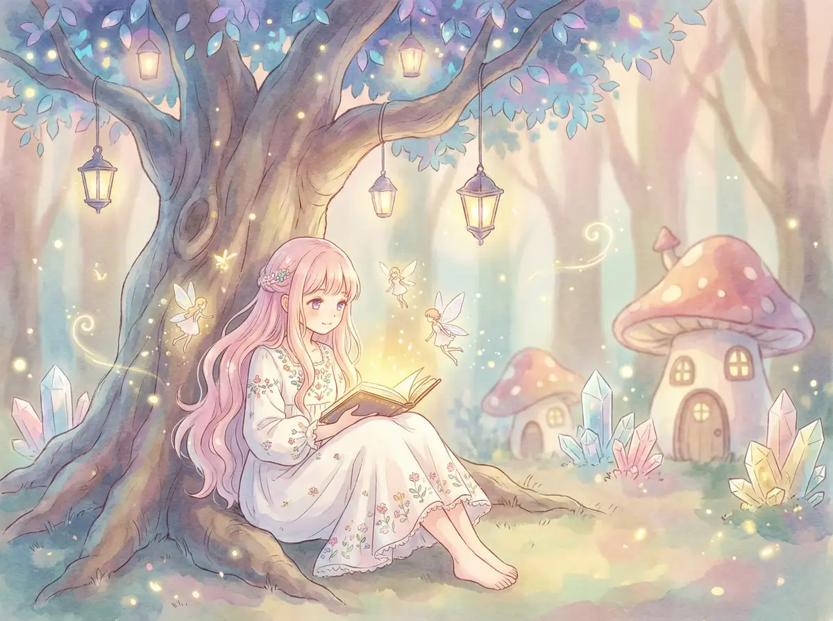 骊歌行在线观看西瓜 - 魔法森林中阅读故事书的粉发少女与精灵